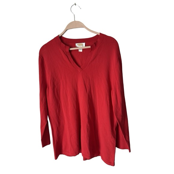 Talbots Sweaters - Talbots Sz XL womens red v-neck rayon/nylon sweater shirt womens